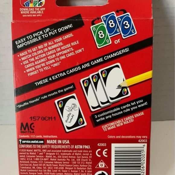 NEW UNO Card Game (W/ Customizable Wild Cards) - Picture 2 of 3